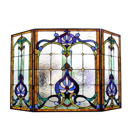 Chloe Lighting 44 In. Lighting Tiffany Glass-Folding Victorian Fireplace Screen, 3Pk CH1F328BV44-GFS